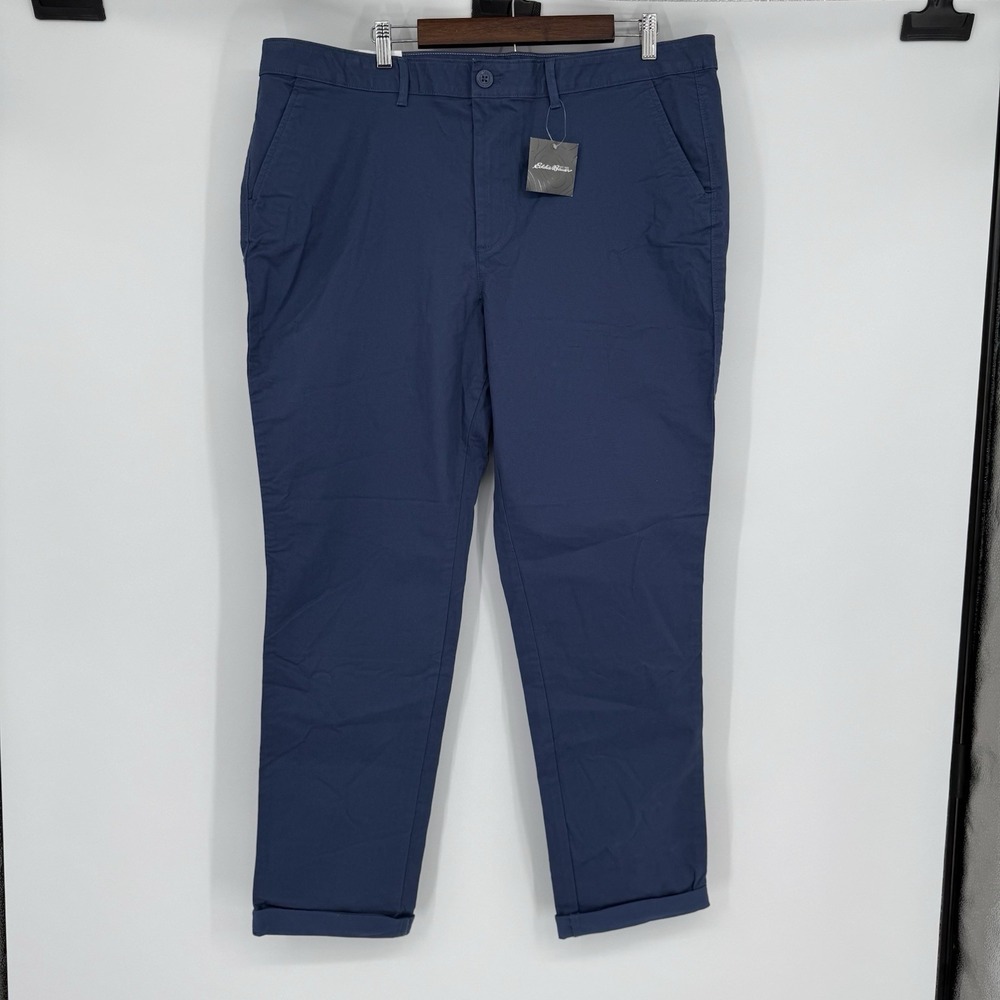 NWT Eddie Bauer Size 20 Tall Legendwash Boyfriend Slim Cropped Cuffed Pants Blue